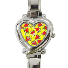 Yellow Watermelon Popsicle  Heart Italian Charm Watch by ConteMonfrey