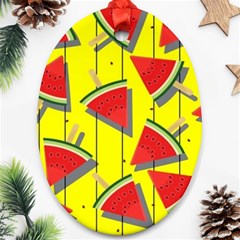 Yellow Watermelon Popsicle  Oval Ornament (two Sides) by ConteMonfrey