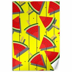 Yellow Watermelon Popsicle  Canvas 12  X 18  by ConteMonfrey