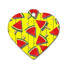 Yellow Watermelon Popsicle  Dog Tag Heart (two Sides) by ConteMonfrey