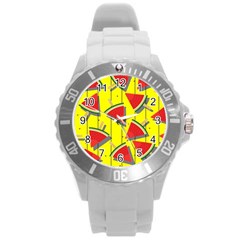 Yellow Watermelon Popsicle  Round Plastic Sport Watch (l) by ConteMonfrey