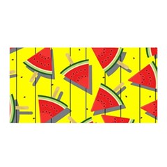 Yellow Watermelon Popsicle  Satin Wrap 35  X 70  by ConteMonfrey