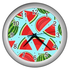 Blue Watermelon Wall Clock (silver) by ConteMonfrey