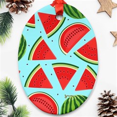 Blue Watermelon Oval Ornament (two Sides) by ConteMonfrey