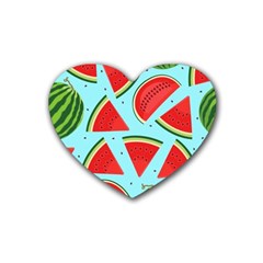 Blue Watermelon Rubber Coaster (heart) by ConteMonfrey