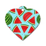 Blue Watermelon Dog Tag Heart (One Side) Front