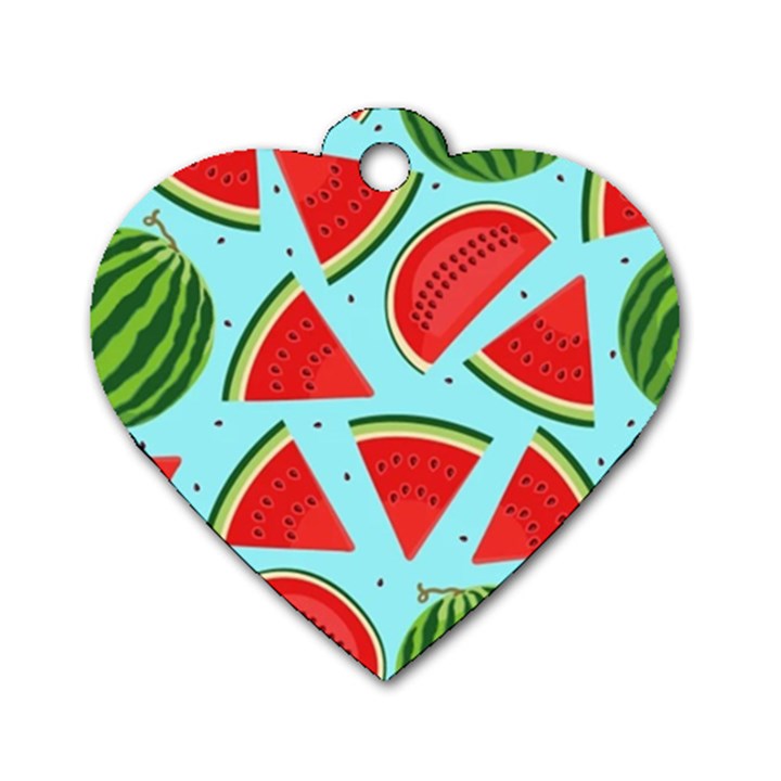 Blue Watermelon Dog Tag Heart (One Side)