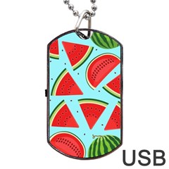 Blue Watermelon Dog Tag Usb Flash (one Side) by ConteMonfrey