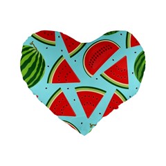 Blue Watermelon Standard 16  Premium Heart Shape Cushions by ConteMonfrey