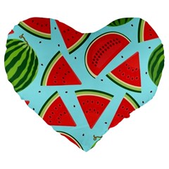 Blue Watermelon Large 19  Premium Flano Heart Shape Cushions by ConteMonfrey