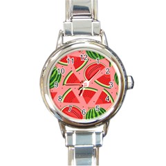 Red Watermelon  Round Italian Charm Watch by ConteMonfrey