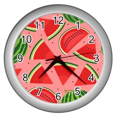 Red Watermelon  Wall Clock (silver) by ConteMonfrey