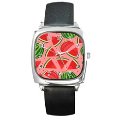 Red Watermelon  Square Metal Watch by ConteMonfrey