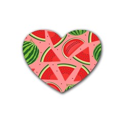 Red Watermelon  Rubber Coaster (heart) by ConteMonfrey