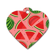 Red Watermelon  Dog Tag Heart (one Side) by ConteMonfrey