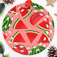 Red Watermelon  Round Filigree Ornament (two Sides) by ConteMonfrey