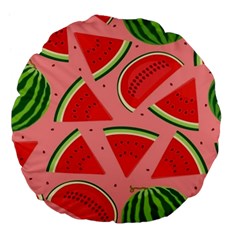 Red Watermelon  Large 18  Premium Flano Round Cushions by ConteMonfrey