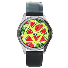 Pastel Watermelon   Round Metal Watch by ConteMonfrey