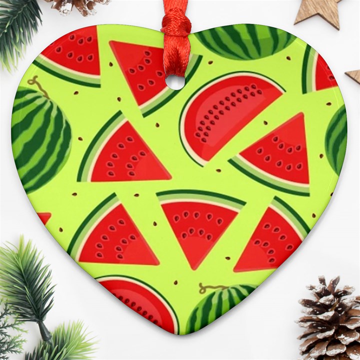 Pastel Watermelon   Heart Ornament (Two Sides)