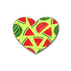 Pastel Watermelon   Rubber Coaster (heart) by ConteMonfrey