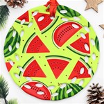 Pastel Watermelon   Round Filigree Ornament (Two Sides) Front