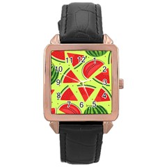 Pastel Watermelon   Rose Gold Leather Watch  by ConteMonfrey