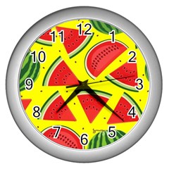 Yellow Watermelon   Wall Clock (silver) by ConteMonfrey