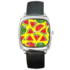 Yellow Watermelon   Square Metal Watch by ConteMonfrey