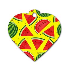 Yellow Watermelon   Dog Tag Heart (two Sides) by ConteMonfrey