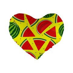 Yellow Watermelon   Standard 16  Premium Heart Shape Cushions by ConteMonfrey