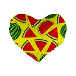 Yellow Watermelon   Standard 16  Premium Flano Heart Shape Cushions Front