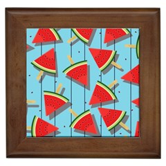 Blue Watermelon Popsicle  Framed Tile