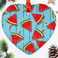 Blue Watermelon Popsicle  Ornament (Heart)