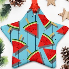 Blue Watermelon Popsicle  Ornament (Star)