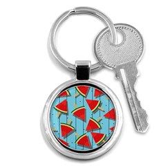 Blue Watermelon Popsicle  Key Chain (Round)