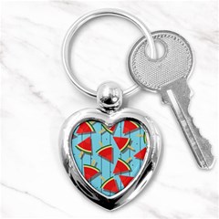 Blue Watermelon Popsicle  Key Chain (heart) by ConteMonfrey