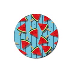 Blue Watermelon Popsicle  Rubber Coaster (Round)