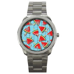 Blue Watermelon Popsicle  Sport Metal Watch