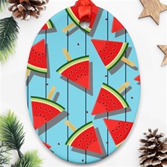 Blue Watermelon Popsicle  Oval Ornament (Two Sides)