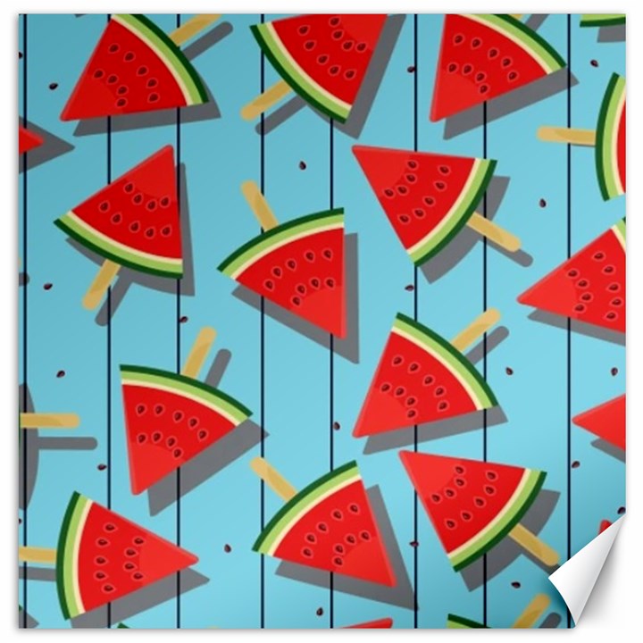 Blue Watermelon Popsicle  Canvas 12  x 12 