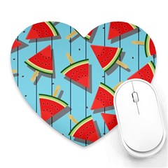 Blue Watermelon Popsicle  Heart Mousepad by ConteMonfrey