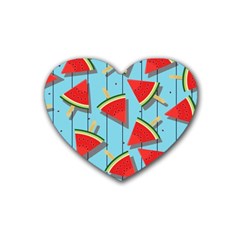 Blue Watermelon Popsicle  Rubber Heart Coaster (4 pack)