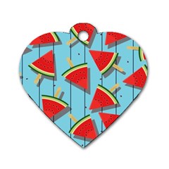 Blue Watermelon Popsicle  Dog Tag Heart (Two Sides)