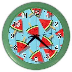 Blue Watermelon Popsicle  Color Wall Clock by ConteMonfrey