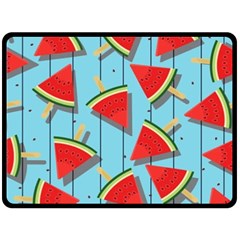 Blue Watermelon Popsicle  Fleece Blanket (Large) 