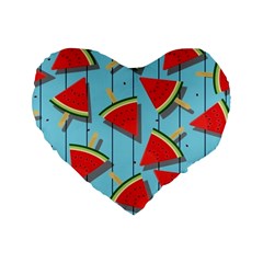 Blue Watermelon Popsicle  Standard 16  Premium Heart Shape Cushions by ConteMonfrey