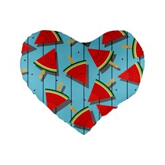 Blue Watermelon Popsicle  Standard 16  Premium Flano Heart Shape Cushions