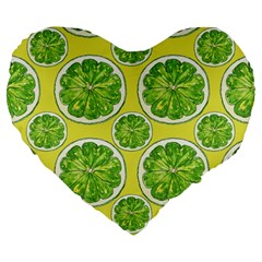 Lemon Cut Large 19  Premium Flano Heart Shape Cushions by ConteMonfrey