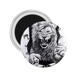 Drawing Angry Male Lion Roar Animal 2.25  Magnets Front