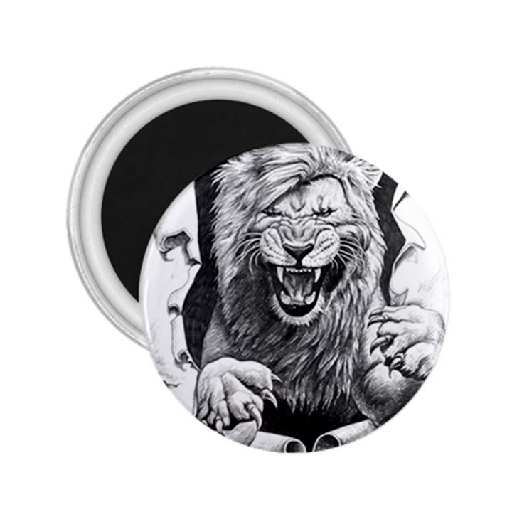 Drawing Angry Male Lion Roar Animal 2.25  Magnets